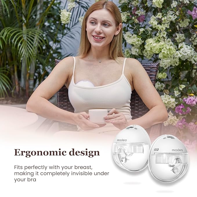 M1 Upgrade Wearable Breast Pump with 4 Modes & 12 Levels，Breastfeeding Pump with LED Display，Ultra Quiet & Lightweight，2 Pack White