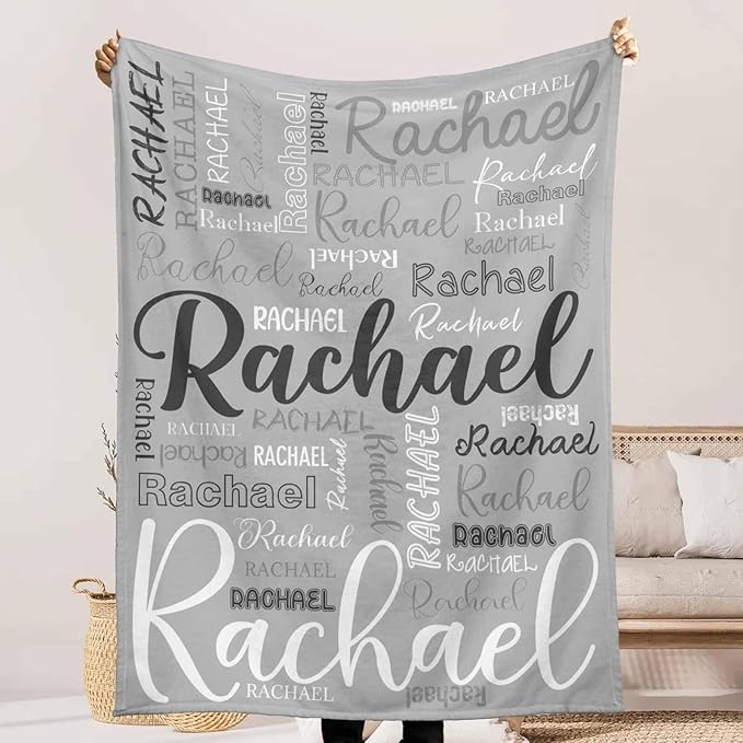 Customized Name Blanket for Boys Girls, Personalized Blankets with Kids Name for Birthday Christmas, Cozy and Fluffy Crib Blankets for Toddler Newborn Infant Christmas Birthday Baby Shower