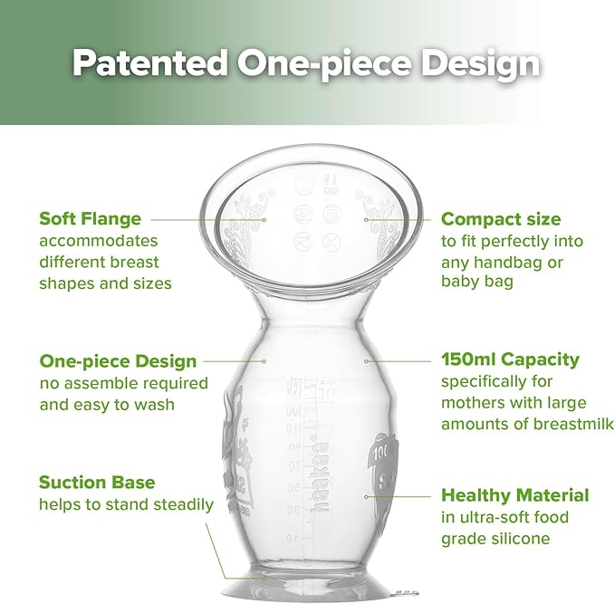 haakaa Manual Breast Pump & Silicone Cap Combo for Nursing Mom (Lavender, 5oz. with Base)