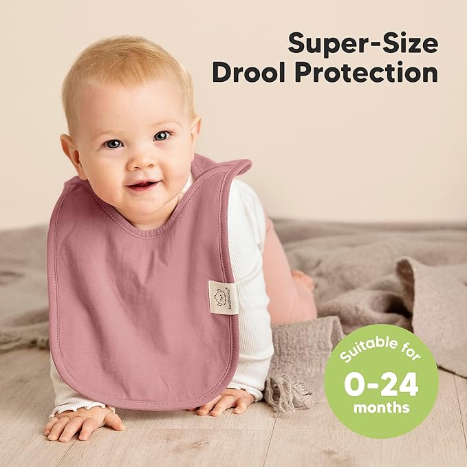 8-Pack Baby Bibs for Boys, Girls - Pullover Bibs for Drooling Teething Baby Girl & Boy Toddler, Newborn, Soft & Absorbent, Cute Colors, Large Torso Coverage Keep Infant Clean & Dry (Dahlia)