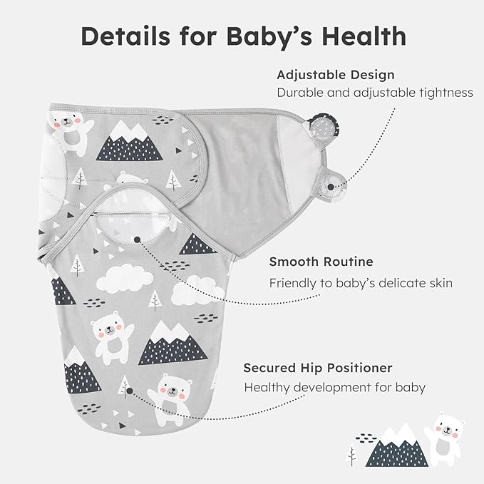 Yoofoss Baby Swaddles for Newborns 100% Organic Cotton, Adjustable Swaddle Sleep Sack 0-3 Months Newborn Swaddle Sack, Breathable Soft(Small)