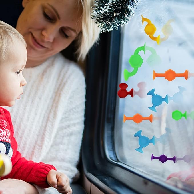 48 Pcs Bath Toys for Kids Ages 3+, Sensory Toys for Autistic Children, Travel Window Stem Learning Toys, Bathtub Toys with Dinosaur Eggshell Storage Christmas gifi for Kids