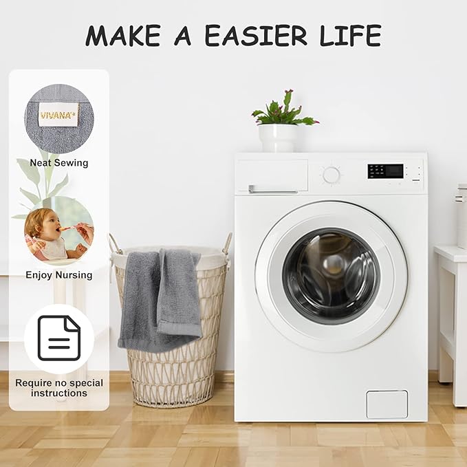 Baby Washcloths, Face Towels for Newborn/Infant/Kids/Adults, 12 Pack, 12x12 inches, Ultra Soft (Grey)