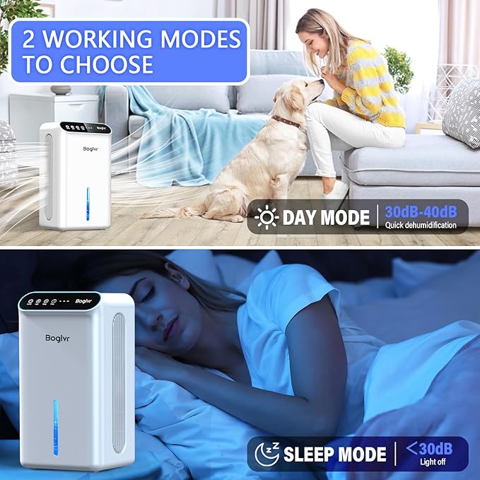 Dehumidifiers, Dehumidifier for Home (85 OZ, 800 sq.ft) Quiet Small Dehumidifier for Bedroom Bathroom Basement with Drain Hose, 3 Gear Timer, Sleep Mode, Auto Shut Off, 7 Color Ambient Light