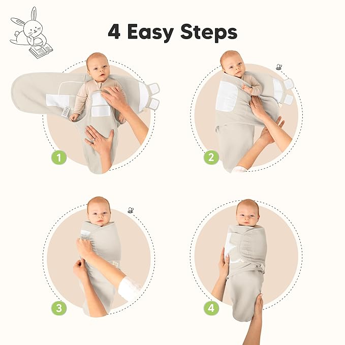 3-Pack Organic Swaddles for Newborns, Baby Sleep Sacks 0-3 Months - Baby Swaddle Wrap, Newborn Wearable Blanket, Infant Sleep Sack for Girls, Boys, Soft & Snug, Large Hook & Loop Closure (Willow)