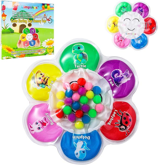 Limpskys Sorting Toys, Color Sorting Sensory Toys, Sensory Toys for Toddlers, Autism Toys for Toddlers 3-4, Quiet Fidget Toys,Color Matching Game (Multicolor-Animal)