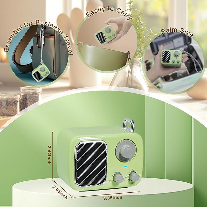 Vintage Style White Noise Machine with 16 Soothing Sounds – Portable Sleep Sound Device with Timer & Adjustable Volume for Baby, Kids, Adults, Travel & Office (Sprout Green, Portable)