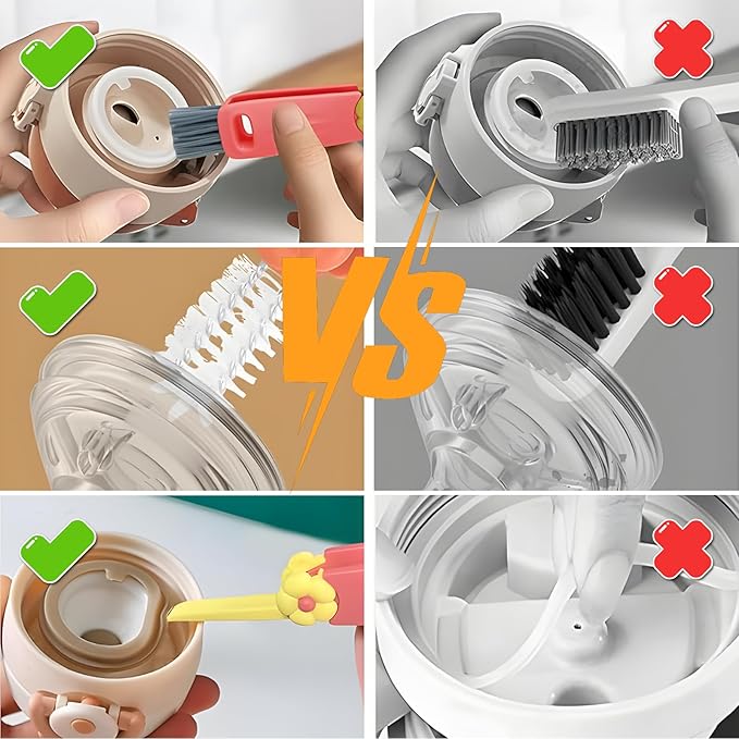 3 in 1 Cup Lid Cleaning Brush, Multifunctional Insulation Bottle Cleaning Tool, Home Kitchen Cleaning Tool for Bottle Gap Tight Spaces Cup