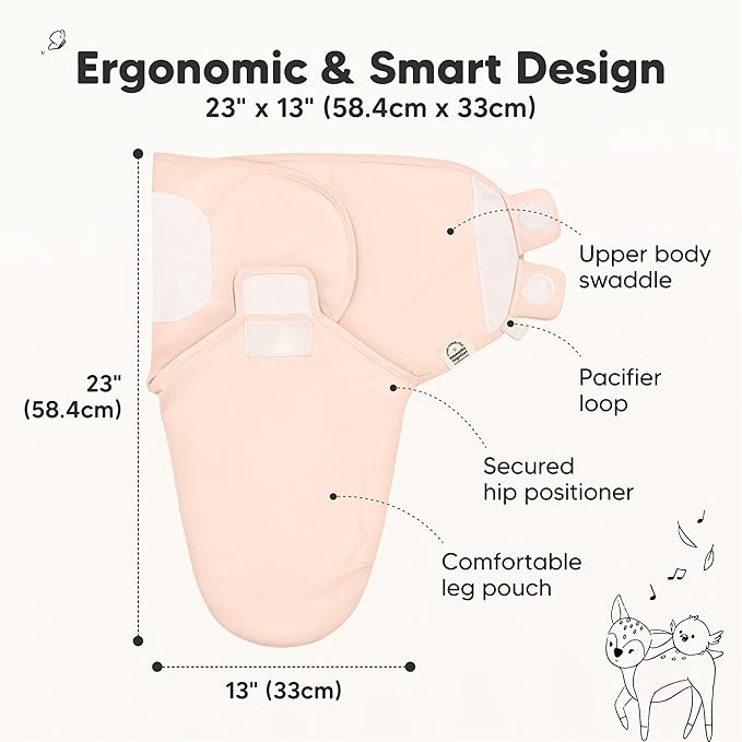 KeaBabies 3-Pack Organic Baby Swaddle Sleep Sacks - Swaddles for Newborns, Infant 3-6 Months, Baby Girls, Boys, Soft & Snug Newborn Sleep Sack, Nursery Swaddling Blankets (Angelic, L)