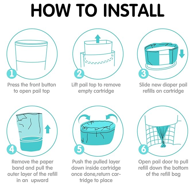 Yeaqee 12 Pack Diaper Disposal Liner Refills Compatible with Janibell Akord 280 Dekor Plus Diaper Pails Extra Thick Pail Refill Liners Adult Scented Odor Resistant Liners Holds up to 7200(Green)