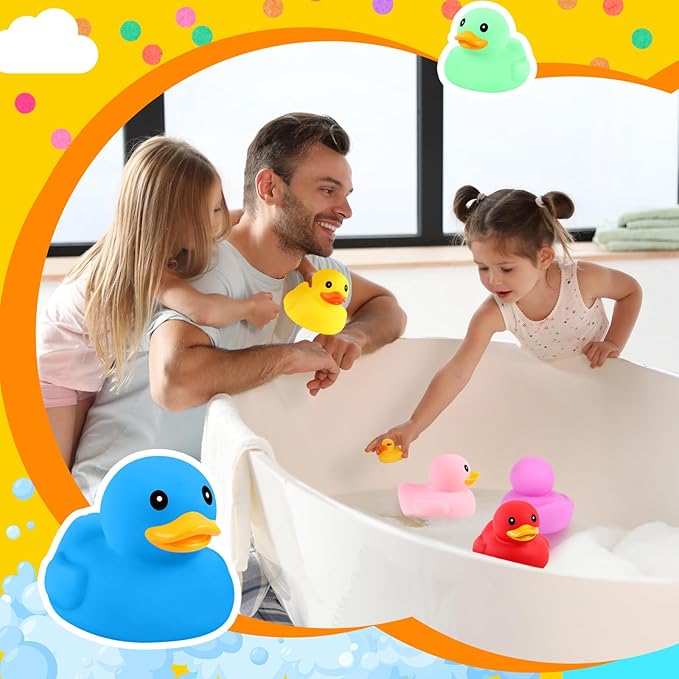 Deekin 6 Pcs 5 Inch Multicolor Large Rubber Duck Assortment Toy Duckies Bulk Gaint Squeak Rubber Duckies for Kid Baby Bath Shower Pool Classroom Summer Beach Activity