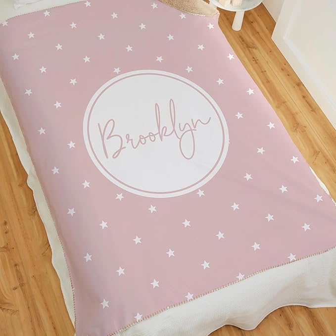 Personalized Baby Blanket for Kids Girls Boys. Custom Baby Blanket with Name for Newborn Swaddle Toddler, Nursery Decor Kids Blanket. (Simple and Sweet Personalized Baby(Pink))