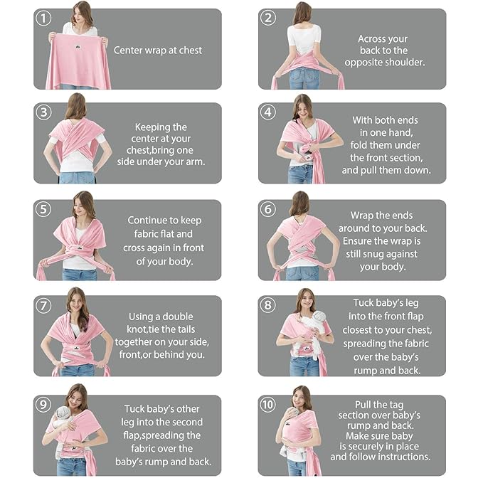 Baby Wraps Carrier, Jeroray Baby Carrier,Hands Free Infant Carrier, Lightweight,Breathable,Softness,Light Pink