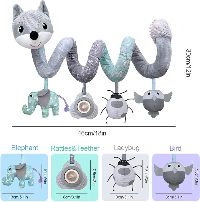 Car Seat Toys for Babies 0-6 Months Boys Girls Newborn Toys Stroller Toy, Carseat Toys Hanging Baby Infant Toy 0-3 Months for Carseat Stroller Crib with Music Rattle, Baby Gift for 0 3 6 9 12 Months