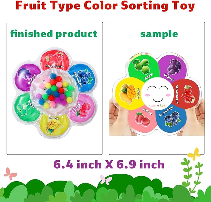 Limpskys Sorting Toys, Color Sorting Sensory Toys, Sensory Toys for Toddlers, Autism Toys for Toddlers 3-4, Quiet Fidget Toys,Color Matching Game (Multicolor-Fruit)