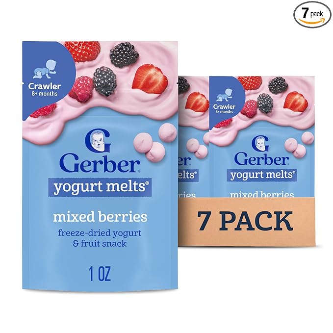 Gerber Baby Snacks Yogurt Melts, Mixed Berries, 1 Ounce (Pack of 7)