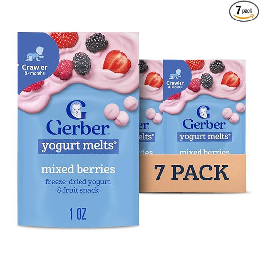 Gerber Baby Snacks Yogurt Melts, Mixed Berries, 1 Ounce (Pack of 7)