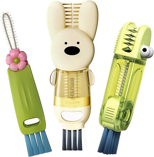 Cup Lid Cleaning Brush, 3 in 1 Cup Cleaner Brush New Multifunctional Lid Cleaner Lid Brush Cleaning Tool Multipurpose Bottle Gap Cleaner Brush Green