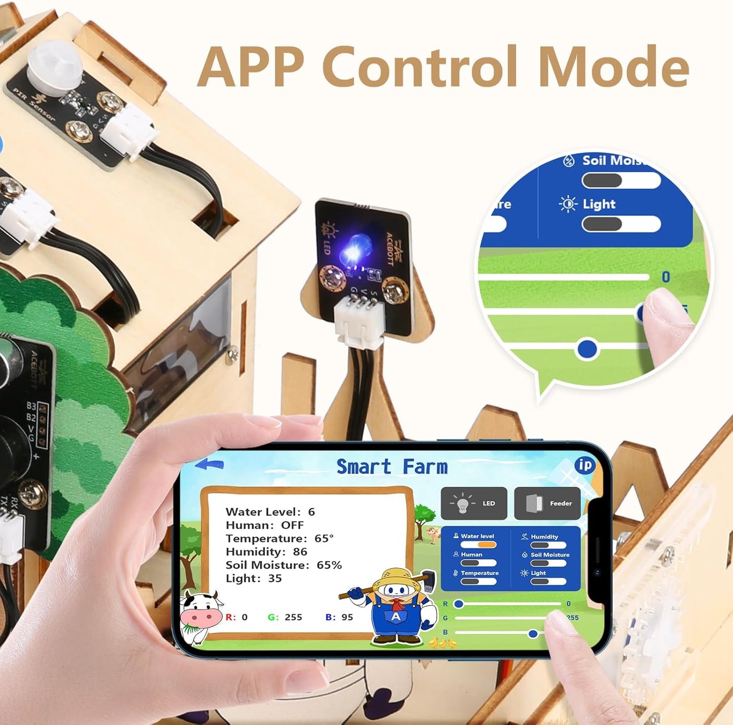 STEM Kit for Kids Age 12+,ACEBOTT ESP32 Smart Farm STEM Kits Compatible with Arduino & Scratch,Automatic Watering & Pet Feeder,DIY Coding Project Gift for Teens & Adults(NO Anti-Reverse)