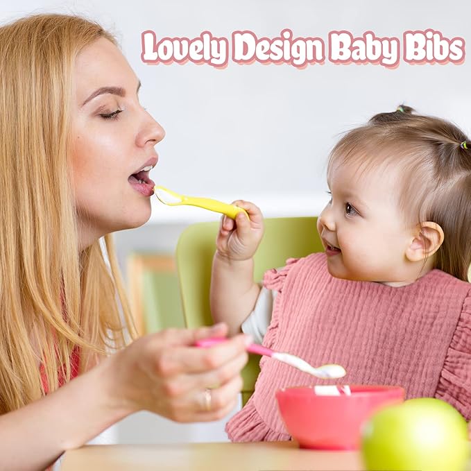 JaGely 12 Pieces Baby Muslin Bibs Bandana Drool Bibs for Boys and Girls Soft Adjustable Baby Cotton Teething and Drooling for Toddler Infant