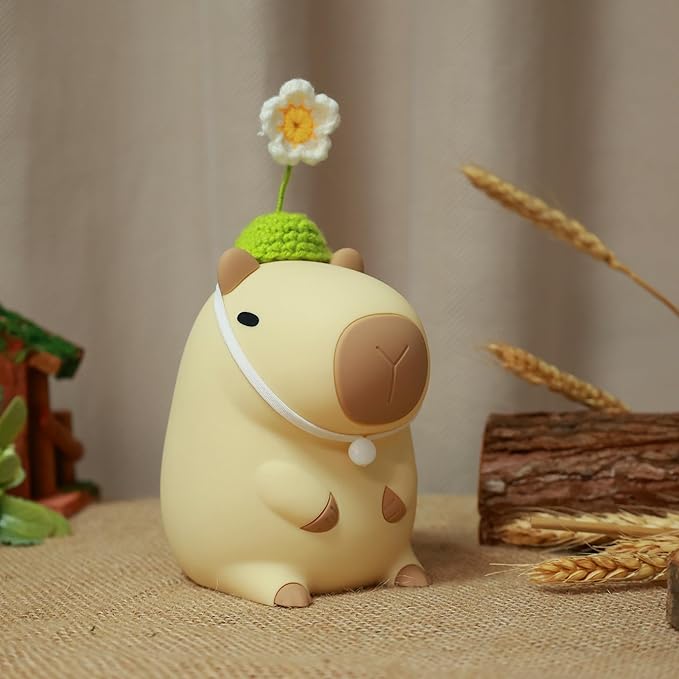 Attivolife Capybara Night Light for Kids, Cute Animal Soft Silicone LED Lamp with Dimmable and Timer, Portable Rechargeable Bedroom Bedside Table Decor, Birthday Christmas Gifts for Children Baby