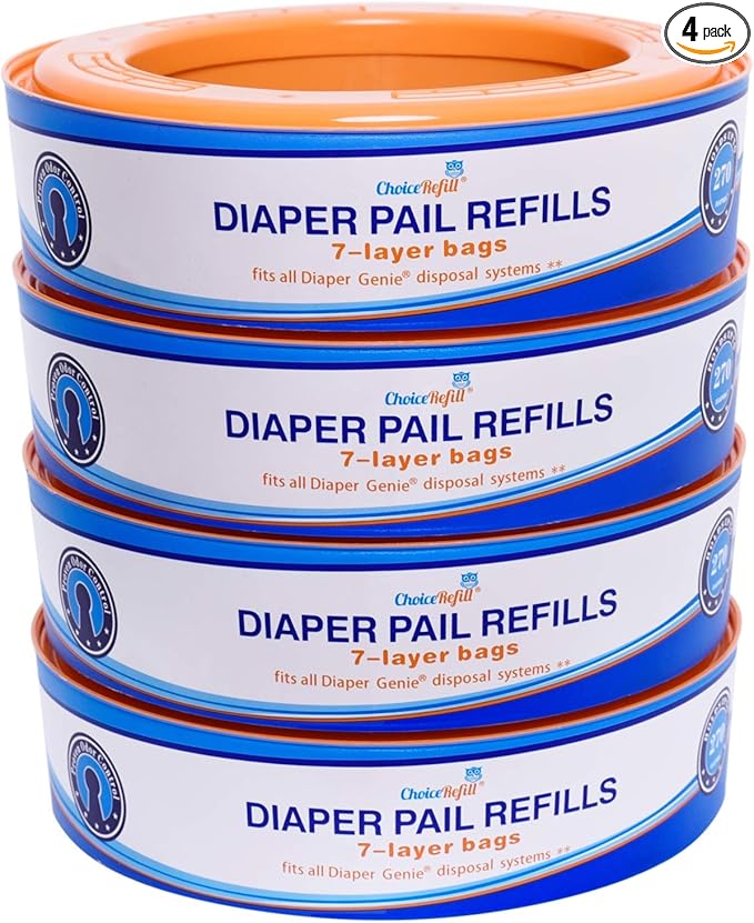 Compatible with Diaper Genie Pails, 4-Pack, 1300count
