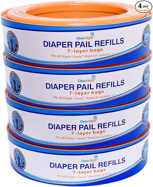 Compatible with Diaper Genie Pails, 4-Pack, 1300count