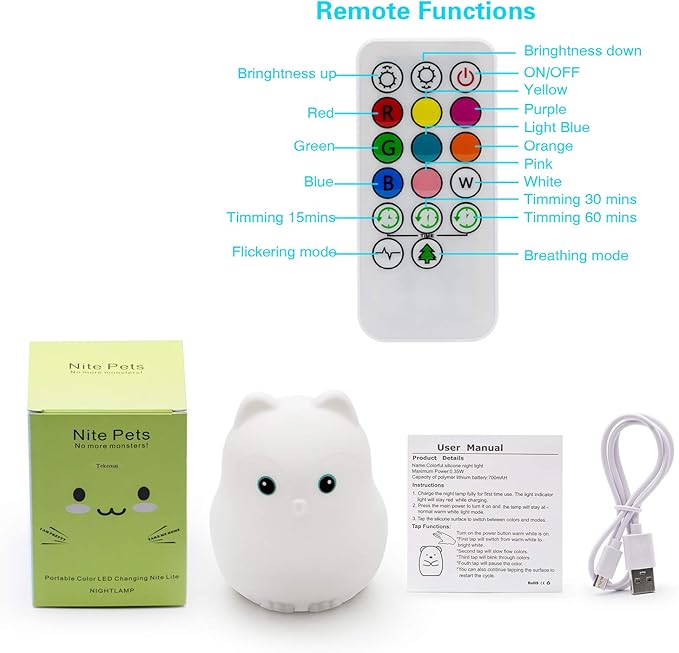 Night Light for Kids, Bedside Lamp for Children, Baby Nursery Lamp for Breastfeeding Safe, Break Resistant, Eye Caring, Adjustable Brightness & Color, Touch Control, Child Gift/Bedroom - Bird