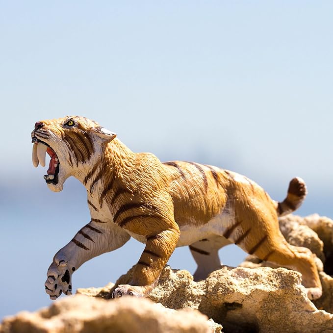 Safari Ltd. Smilodon Figurine - 4" Sabre-Toothed Tiger Figure - Educational Toy for Boys, Girls, and Kids Ages 3+