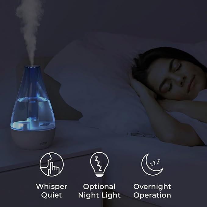 Pure Enrichment MistAire Studio Ultrasonic Cool Mist Humidifier - Small & Compact, Overnight Operation, 2 Mist Settings, Optional Night Light, & Auto Shut-Off - For Offices, Plants & Small Spaces