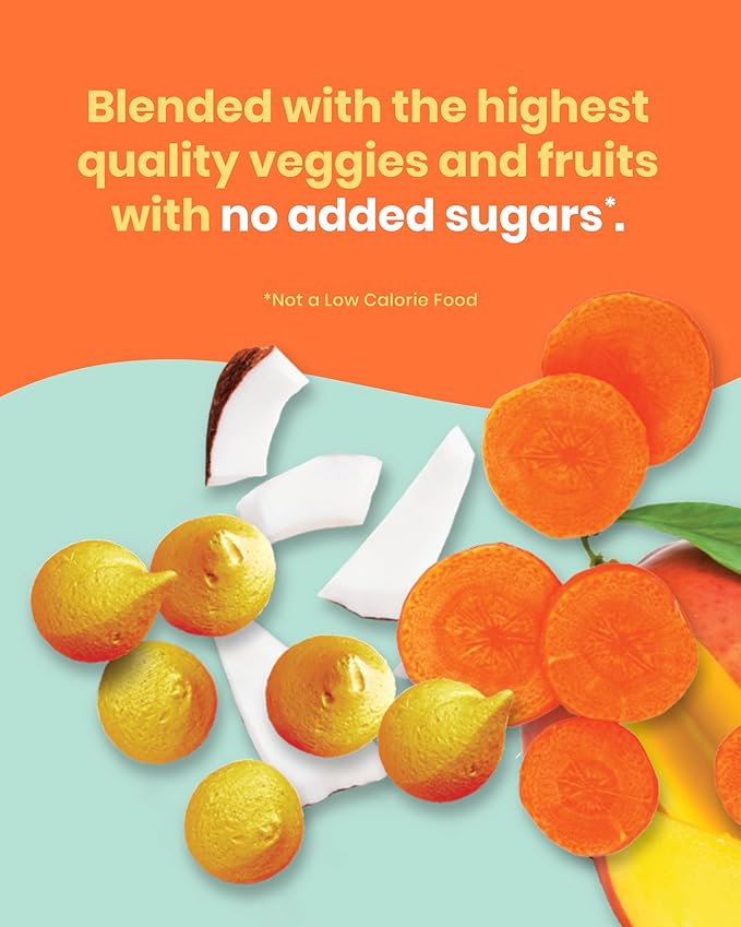 Amara Smoothie Melts - Mango Carrot - Baby Snacks Made With Fruits and Vegetables - Healthy Toddler Snacks For Your Kids Lunch Box - Organic Plant Based Yogurt Melts - 6 Resealable Bags
