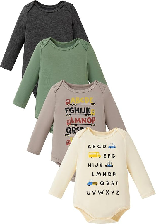 PATPAT Baby Bodysuits - Soft Viscose Made from Bamboo - Long Sleeve Funny for Boys and Girls -Newborn Infant Toddler Clothes