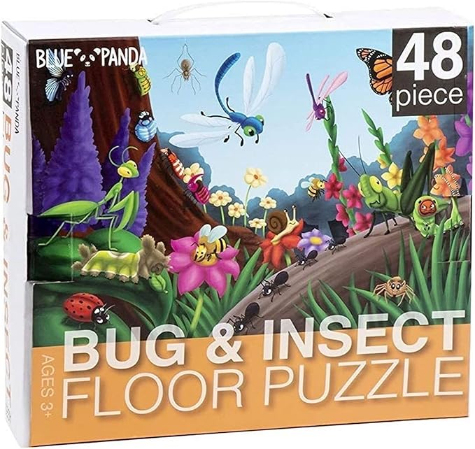 BLUE PANDA Preschool Learning Giant Floor Activity Set - 48-Piece, 2 ft x 3 ft, Multicolor - Bugs & Insects Theme & Skill Building for Toddler Learning