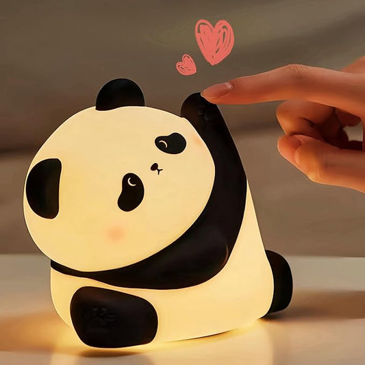 Kungfu Pose Panda Night Light, LED Squishy Novelty Animal Cute Lamp, Food Grade Silicone Nightlight, 3 Level Dimmable, Light Up Panda Decor for Room College Dorm, Funny Gifts