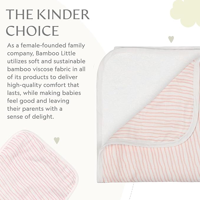 Bamboo Viscose Baby Hooded Towel & Washcloth Set for Babies and Toddlers, Soft & Absorbent, 70% Viscose from Bamboo, 30% Cotton Muslin - Imported (Pink)