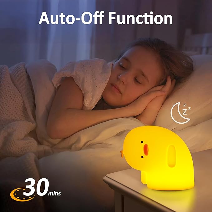 Attivolife Duck Night Light, Silica Gel Nursery Bedside Lamp with Dimmable Rechargeable Timer, Great Decor Piece for Bedrooms, Study, Creative Gift Idea Appeals to Mother Kids Friends Family