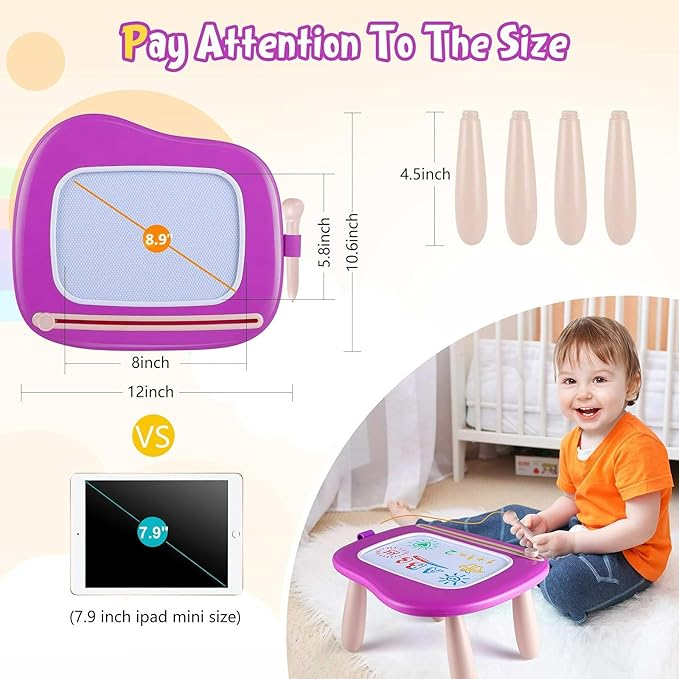 Smasiagon Toddler Toys Age 1-2 Year Old Boys Girls, Magnetic Drawing Doodle Board Valentines Day Gifts for Kids Educational Learning Toys for 1 2 3 Year Old Boys Girls Birthday Gifts (Purple)