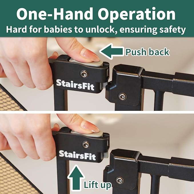 29.5"-60.5" Extra Wide Metal Baby Gate for Stairs & Doorways - Auto Close, Pressure Mounted 30.5" Tall, Easy Install, No Drilling - Child Satety Gate for Babies, Pet Gate for Dogs, Black