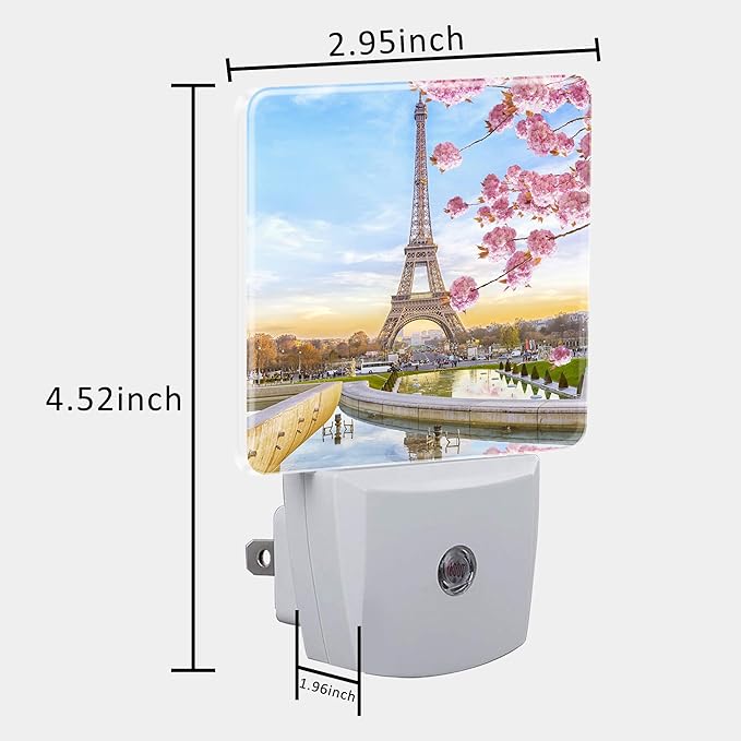 Plug in Night Lights Eiffel Tower in Spring Nightlight Plug Into Wall Dusk to Dawn Sensor LED Night Light for Kid Girls Boys Women Men Room Decor, Hallway, Kitchen, Bathroom, Nursery, Stairs