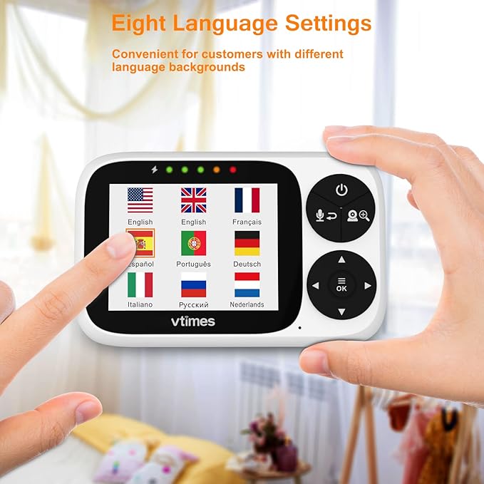 Baby Monitor with Camera and Audio, 3.2" IPS Screen Video Baby Monitor No WiFi Night Vision, Portable Baby Camera VOX Mode Pan-Tilt-Zoom Alarm and 1000ft Range, Ideal for Baby/Elderly/Pet