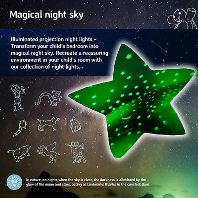 Cloud b Calming Nightlight Star Projector | Gentle Brightness | 3 Colors | 8 Constellations | Auto-Shutoff | Twilight Turtle Green