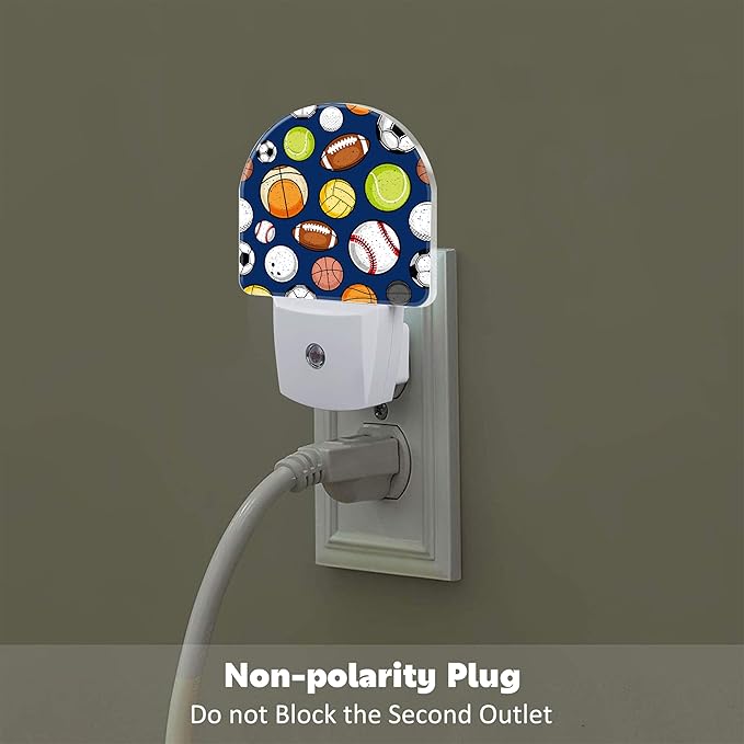 Retro Sports Balls Night Light, Colorful Balls Dusk to Dawn Night Light Plug in,0.5w Energy Saving Sleep Friendly NightLight for Kids Boys Girls Home Bedroom Living Room Kitchen Decor