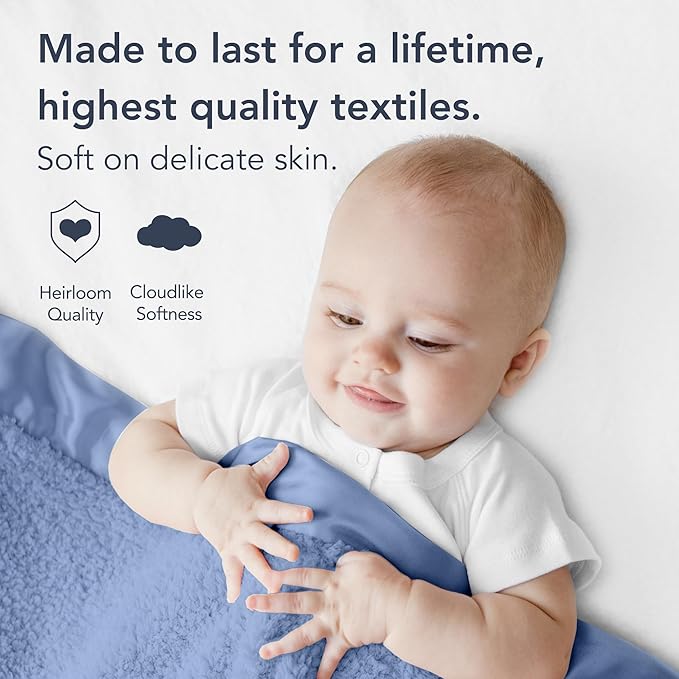 Little Giraffe Chenille Baby Blanket – 29x35” Soft Chenille with Satin Trim, Cornflower - Ultra-Soft, Gentle & Safe, Lightweight & Breathable - Ideal for Newborns & Toddlers