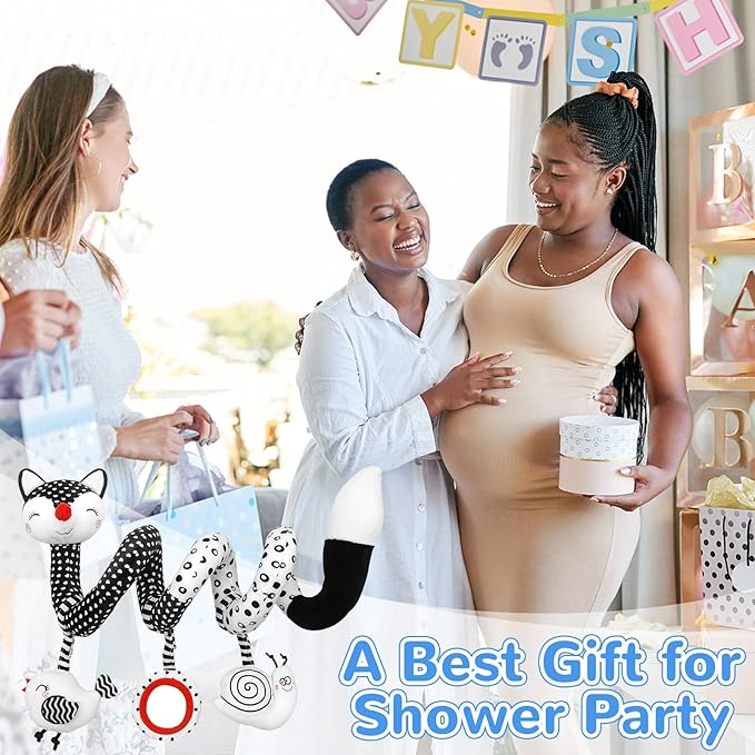 Car Seat Toys Black and White High Contrast Baby Toys for Newborn, Stroller Toys Newborn Toys Infant Toys for 0 3 6 9 12 Months Girls Boys, Baby Toys 0-6 Months for Crib Mobile Best Gift