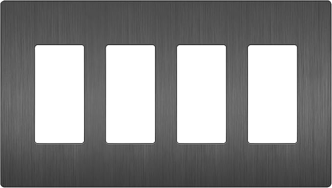 LIDER Brushed Finish Decorator Switch Cover, Screwless Wall Plate, Mid-Size 4-Gang 4.88" x 8.58", Unbreakable Polycarbonate Thermoplastic, UL Listed, LSWP-34M-BSG, Brushed Space Gray