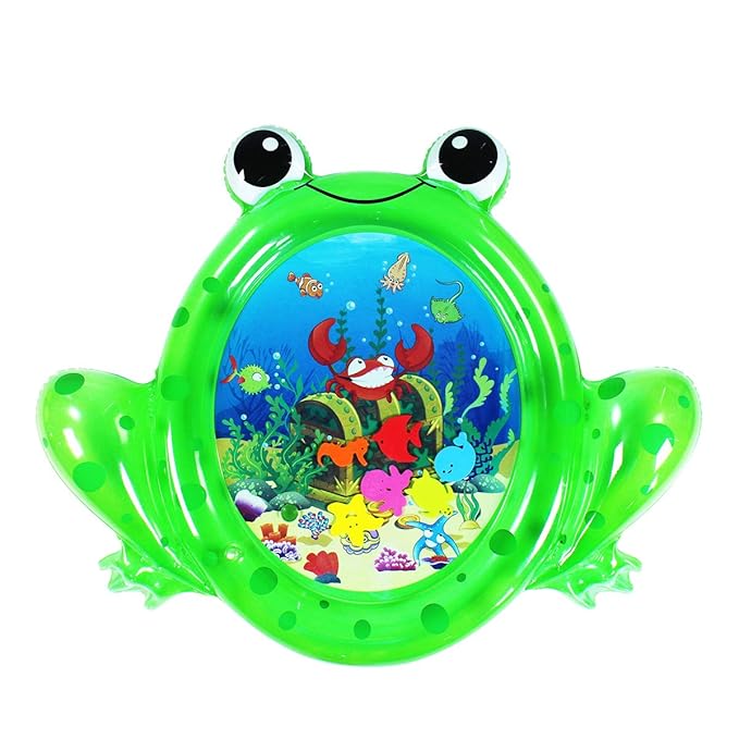 ZHUYNXIR Frog Infant Water Mat, Tummy Time Baby Play Mat, Inflatable Play Center for Newborn (36.5x30 in)