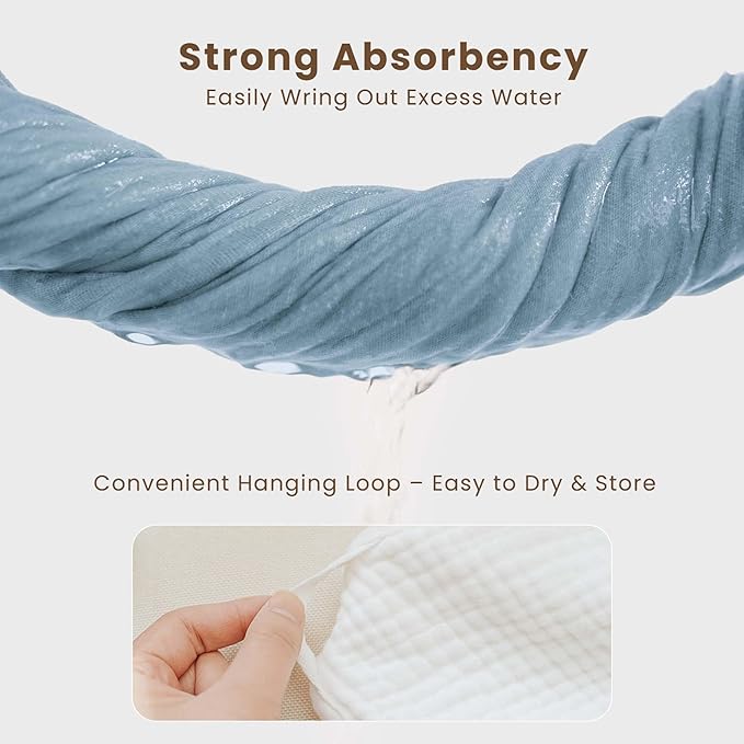 Konssy 2-Pack Muslin Hooded Baby Towels, 100% Cotton, Ultra-Soft & Absorbent Baby Bath Towels with Hood for Newborn & Infant (Blue, Star,32" x 32")