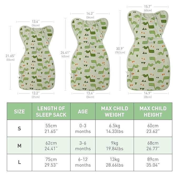 Baby Sleep Sack Swaddles for Newborn 0-3 Months, Arms Up Swaddle Blanket 2 Packs Cotton, Hands Up 3-Way Transitions to Arms-Free Wearable Sleeping Sack Bag for Boys Girls Snug Fit Calms Startle Reflex