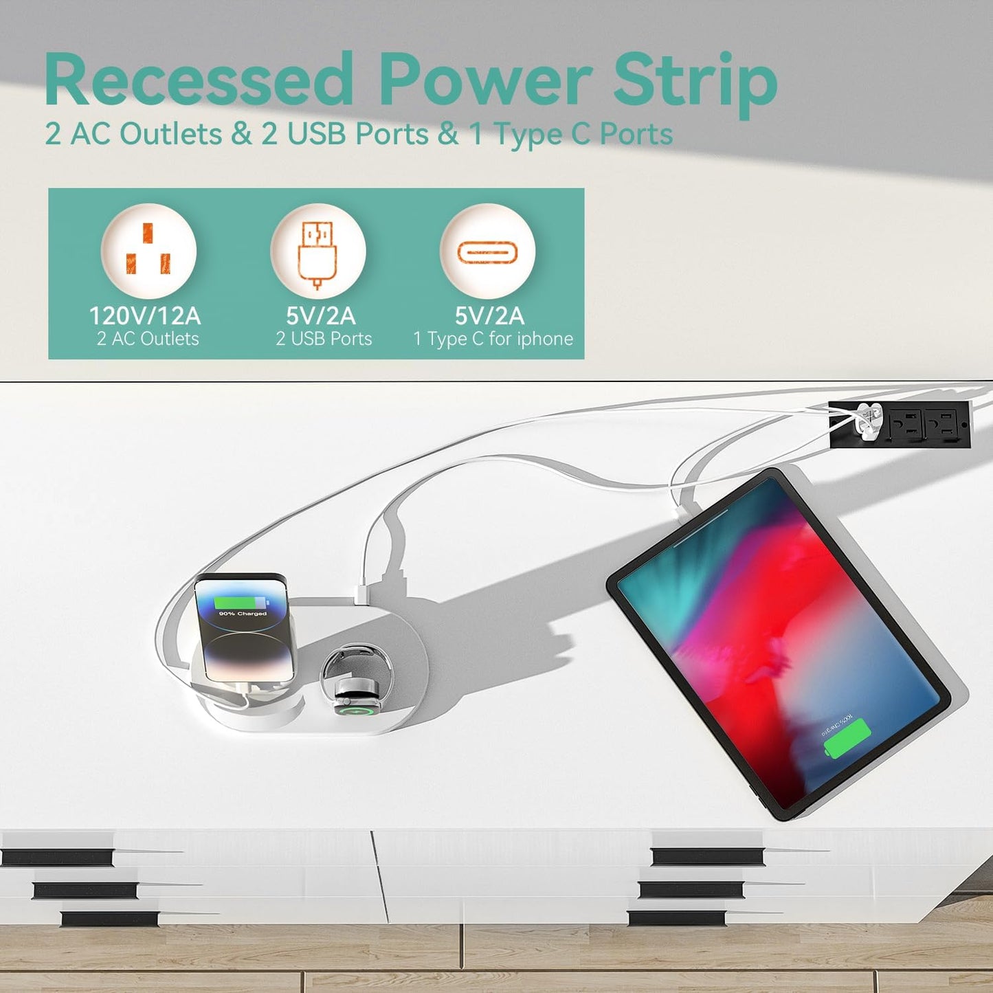 Dresser with Power Outlets Wooden 6 Drawer Dresser with USB and Type C Port Chest of Drawers for Bedroom Tall White Storage Organizer for Living Room Hallway Closet