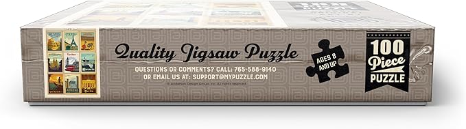 MyPuzzle World Travel: Multi-Image Print - Edition 1, Vintage Poster - Premium 100 Piece Jigsaw Puzzle for Adults